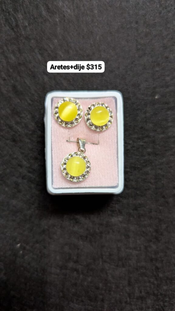 JUEGO ARETA + DIJE AMARILLO