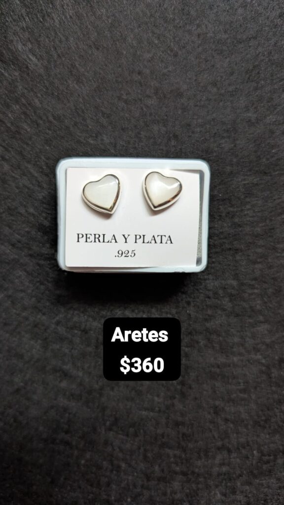ARETES CORAZON Y PERLA BLANCA