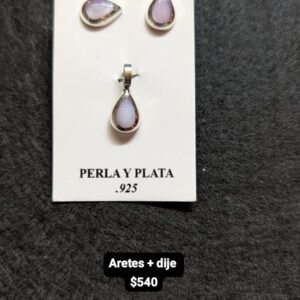 ARETES + DIJE PERLA 2